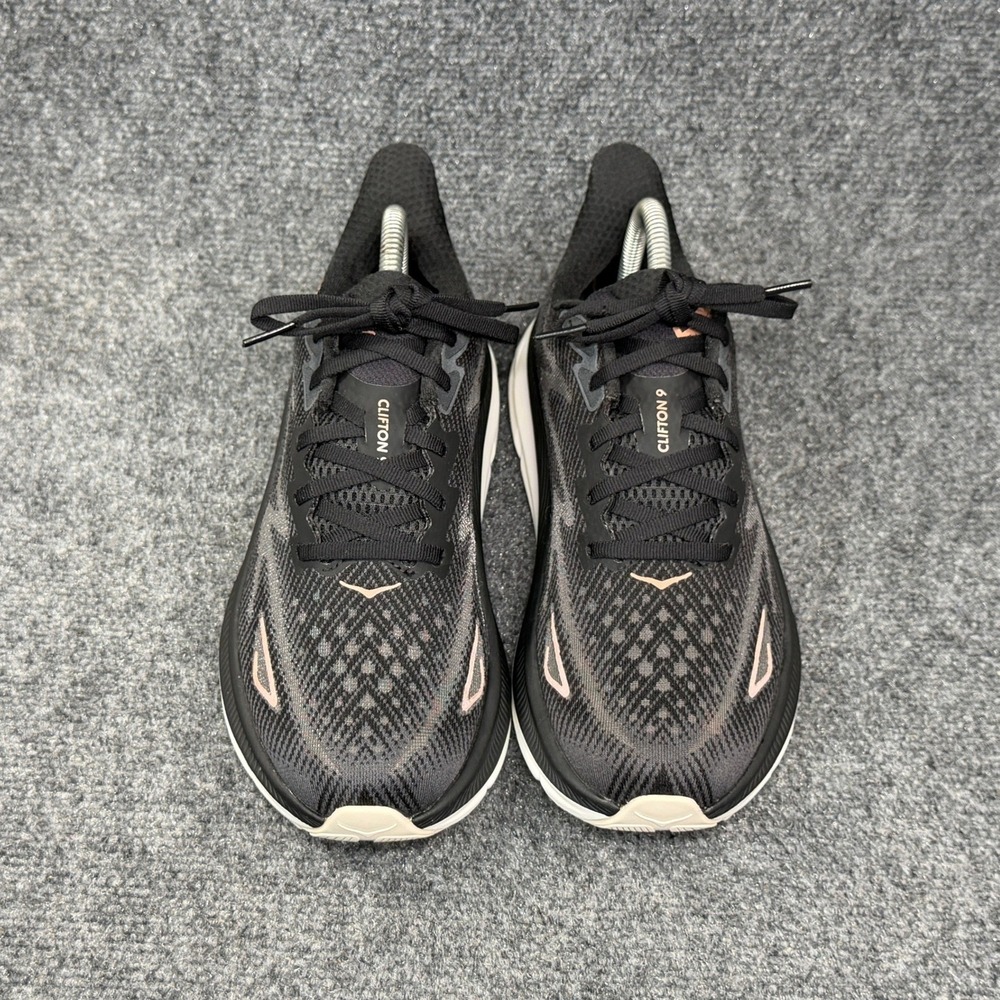 Hoka Clifton 9 Running Shoes Women's 8.5 Black Rose Gold Athletic Run Training - Picture 3 of 13